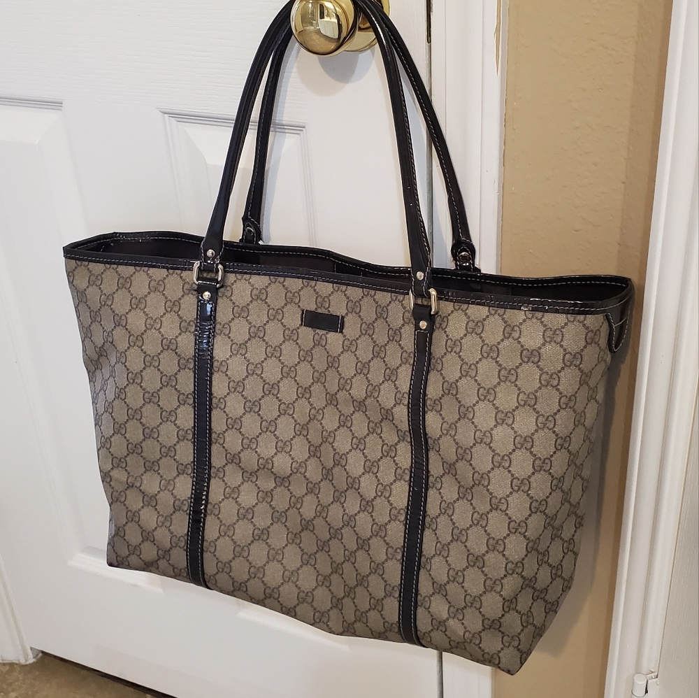 Gucci GG plus monogram coated Shoulder Tote Bag Auth